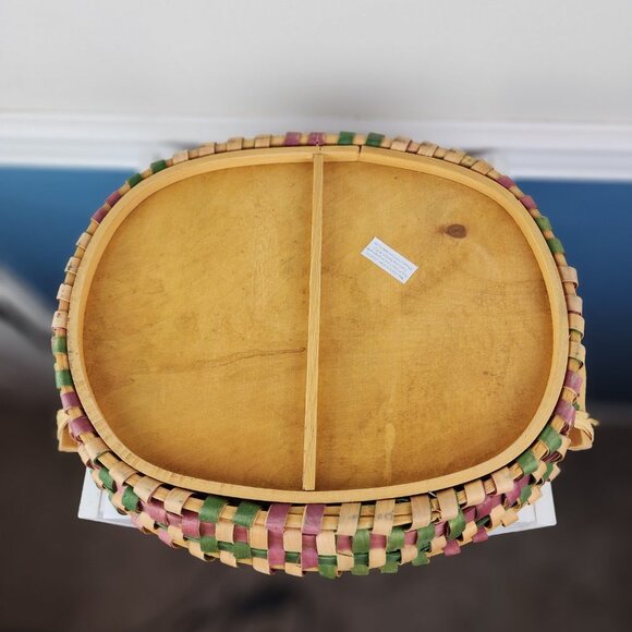 Colorful Woven Oval Basket Handled - Picture 4 of 5